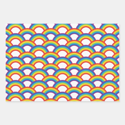Vibrant White and Rainbow Patterns Inpakpapier Vel (Voorkant)