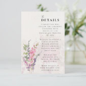 Vibrant Wildbloemen Roze Violet Geel Informatiekaartje (Staand voorkant)