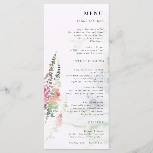 Vibrant Wildbloemen Roze Violet Geel Menu (Voorkant)