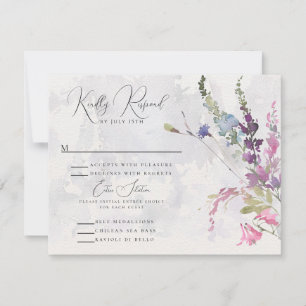 Vibrant Wildbloemen Roze Violet Geel RSVP Kaartje
