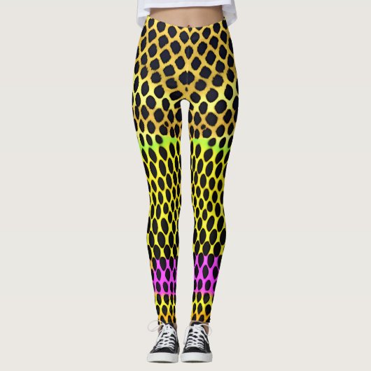 "Vibrant Wilderness" Kleurrijke Abstracte Print Leggings (Voorkant)