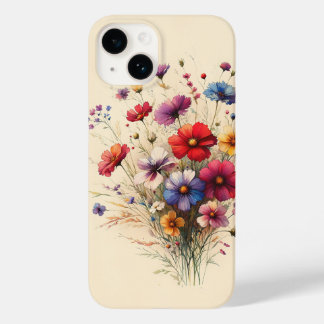 Vibrant Wildflower Bouquet Artistic Floral Cream A Case-Mate iPhone 14 Hoesje