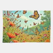 Vibrant Wildflower Butterfly Joy Design Theedoek (Horizontaal)