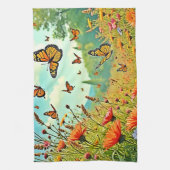 Vibrant Wildflower Butterfly Joy Design Theedoek (Verticaal)