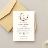 Vibrant Wildflower Crest Wedding Invitation Kaart