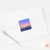 Vibrant Wildflower Meadow at Sunset Sky Vierkante Sticker (Envelop)