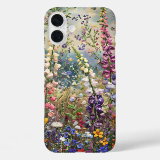 Vibrant Wildflower Meadow – Embroidered-Effect  iPhone 16 Plus Hoesje
