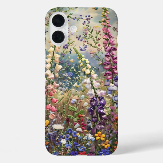 Vibrant Wildflower Meadow – Embroidered-Effect  Case-Mate iPhone Case (Achterkant)