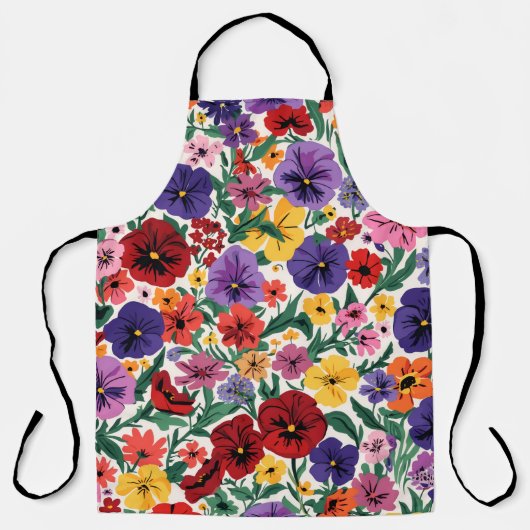 Vibrant Wildflower Pansy Botanical Pattern Schort (Voorkant)