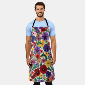 Vibrant Wildflower Pansy Botanical Pattern Schort (Gedragen)