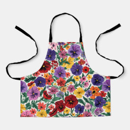 Vibrant Wildflower Pansy Botanical Pattern Schort