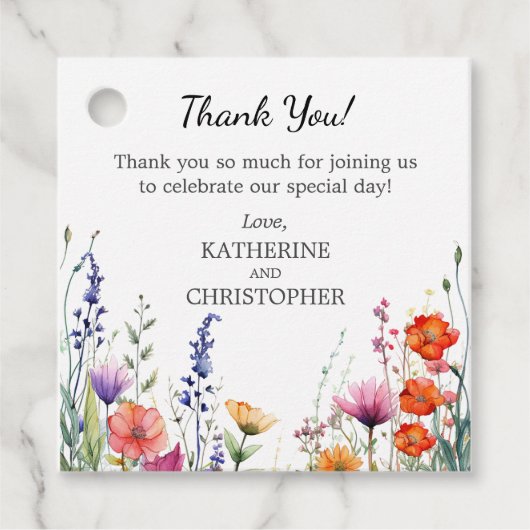 Vibrant Wildflower Wedding Thank You Gift Bedankjes Labels (Voorkant)