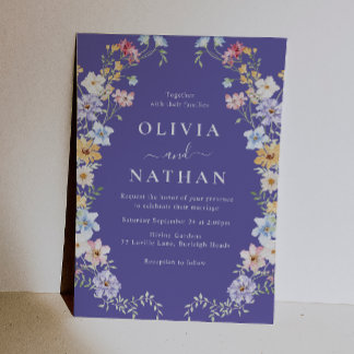 Vibrant Wildflowers Modern Wedding Kaart