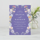 Vibrant Wildflowers Modern Wedding Kaart (Staand voorkant)
