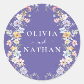 Vibrant Wildflowers Modern Wedding Ronde Sticker (Voorkant)