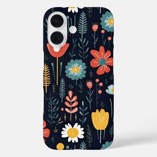 Vibrant Wildflowers on Navy Blue Case-Mate iPhone Case (Achterkant)