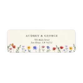 Vibrant Wildflowers Wedding Return Address Etiket