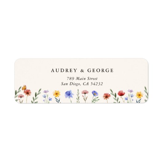 Vibrant Wildflowers Wedding Return Address Etiket (Voorkant)