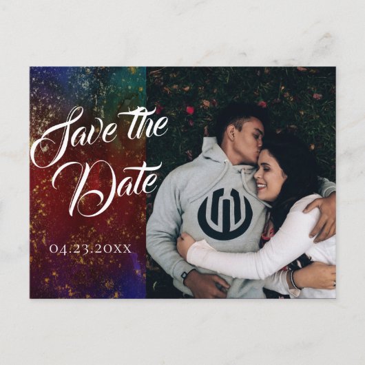 Vibrant Wisps | Donkere juweetfoto-weddenschap Aankondigingskaart (Voorkant)