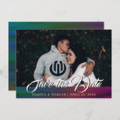 Vibrant Wisps | Donkere Waterverf van Jewel Tone Save The Date (Voorkant / Achterkant)