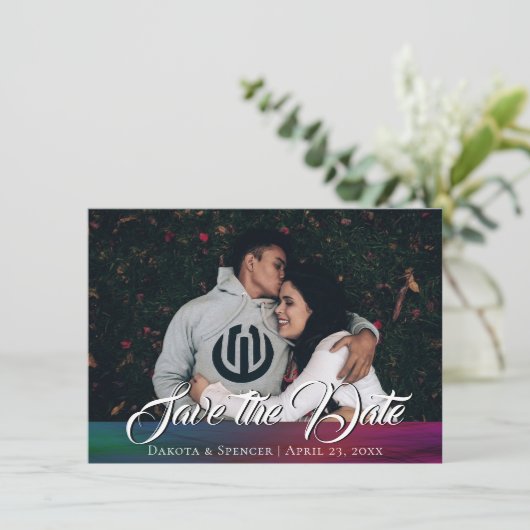 Vibrant Wisps | Donkere Waterverf van Jewel Tone Save The Date (Staand voorkant)