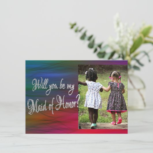 Vibrant Wisps | Jewel Tone Photo Bridal Party Ask Kaart (Staand voorkant)