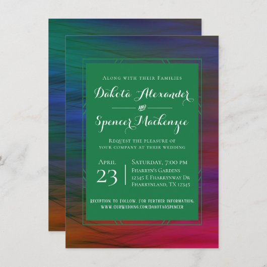 Vibrant Wisps | Waterverf van Jewel Tone Wedding Kaart (Voorkant / Achterkant)