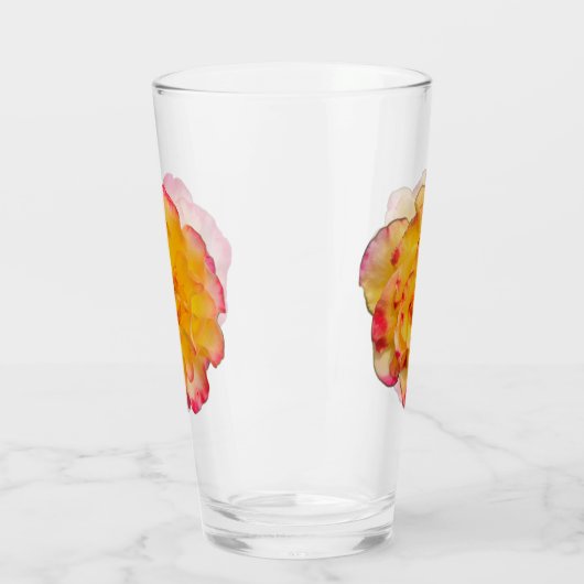 Vibrant Yellow and Pink Rose Drinking Glass Glas (Links)