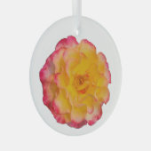 Vibrant Yellow and Pink Rose Glas Ornament (Voorkant Rechts)