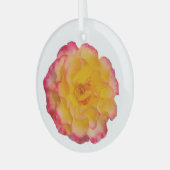 Vibrant Yellow and Pink Rose Glas Ornament (Voorkant links)