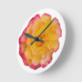 Vibrant Yellow and Pink Rose Wall Clock Ronde Klok (Hoek)