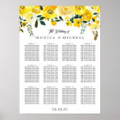 Vibrant Yellow Flower Wedding Seating Chart Poster (Voorkant)
