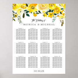 Vibrant Yellow Flower Wedding Seating Chart Poster