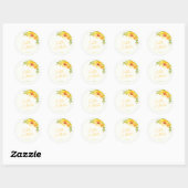 Vibrant Yellow Green Floral Summer Custom Wedding Ronde Sticker (Vel)