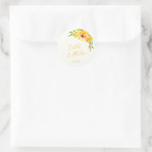 Vibrant Yellow Green Floral Summer Custom Wedding Ronde Sticker (Tas)