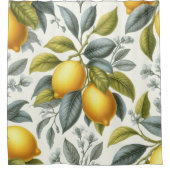 Vibrant Yellow Lemon and Blue Watercolor Botanical Douchegordijn (Voorkant)