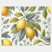 Vibrant Yellow Lemon and Blue Watercolor Botanical Fleece Deken (Voorkant (Horizontaal))
