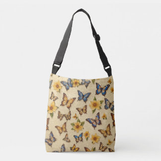 Vibrant Yellow Mosaic Crossbody Tote – Floral Tas