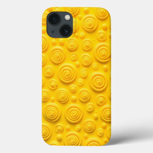 Vibrant Yellow Spiral iPhone Case Cool Look (Achterkant)