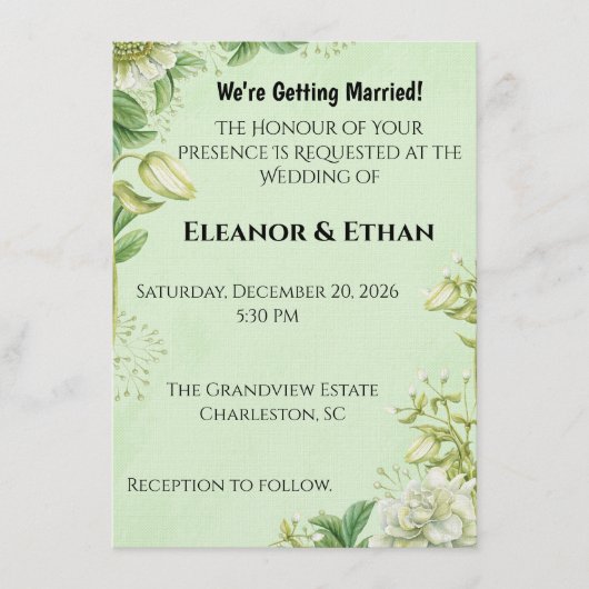 Vibrant Yellow Tulip & Ranunculus Formal Wedding I Kaart (Voorkant)