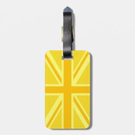 Vibrant Yellow Union Jack Bagagelabel (Achterkant verticaal)