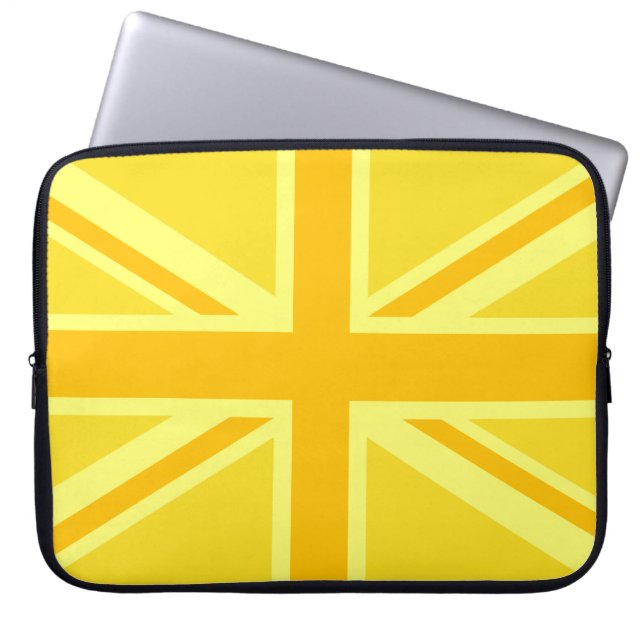 Vibrant Yellow Union Jack Laptop Sleeve (Voorkant)