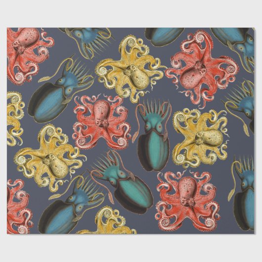 Vibrant  Zee Creatinine Octopus Squid Cadeaupapier (Vlak)