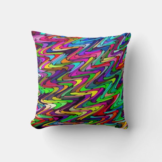 Vibrant Zigzag Abstract Art Sierkussen (Voorkant)