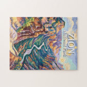 Vibrant Zion National Park Canyon River Hiking Art Legpuzzel (Horizontaal)