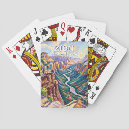 Vibrant Zion National Park Canyon River Hiking Art Pokerkaarten