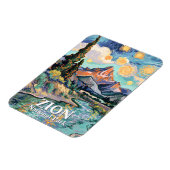 Vibrant Zion River Sunset Retro Van Gogh Watchman Magneet (Linkerzijde)