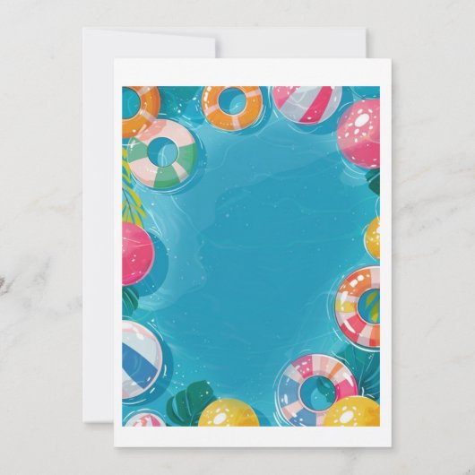 Vibrant zwembad Party Verjaardag Uitnodiging Kaart (Achterkant)