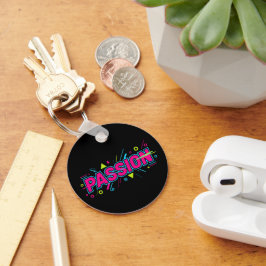 Vibrante Passie Typografie - Retro 90s Pop Art Est Sleutelhanger