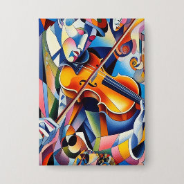 Vibrante Symfonie: Abstracte Violist Kunst Button